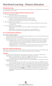 Distributed Learning – Distance Education Distributed learning