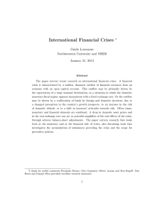 International Financial Crises ⇤ Guido Lorenzoni Northwestern University and NBER