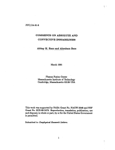 PFC/JA-91-8 COMMENTS  ON  ABSOLUTE  AND CONVECTIVE  INSTABILITIES