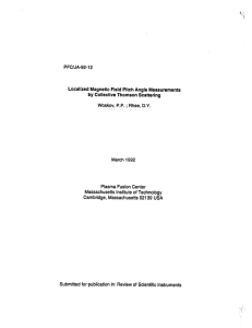 PFC/JA-92-12 by Localized Magnetic  Field Pitch Angle Measurements