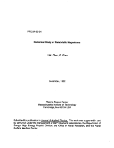 PFC/JA-92-34 Numerical  Study of Relativistic Magnetrons C. 1992