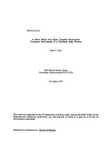 PFC/JA-93-32 Transport Description  of  a  Tokamak  Edge ... 02139  USA 1993