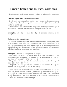 Linear Equations in Two Variables Linear equations in two variables.