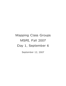 Mapping Class Groups MSRI, Fall 2007 Day 1, September 6 September 12, 2007