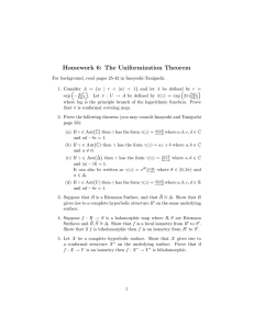 Homework 6: The Uniformization Theorem