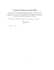 Calculus Challenge, Spring 2005