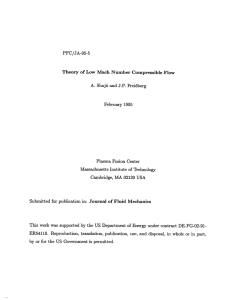 PFC/JA-95-5 Theory  of Low  Mach  Number Compressible ... A. 1995
