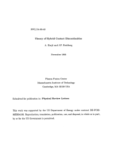 PFC/JA-95-43 A. Theory  of Hybrid  Contact  Discontinuities 1995