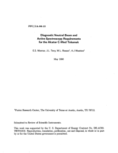 Diagnostic Neutral  Beam  and Active Spectroscopy  Requirements PFC/JA-96-13