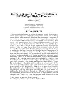 Electron Bernstein Wave Excitation in NSTX-Type High-β Plasmas 1 Abhay K. Ram