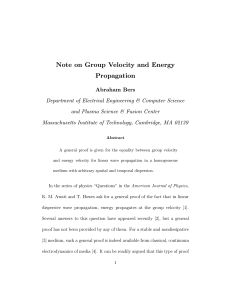 Note on Group Velocity and Energy Propagation