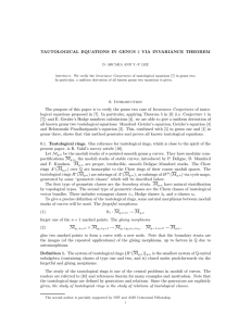 2 VIA INVARIANCE THEOREM TAUTOLOGICAL EQUATIONS IN GENUS