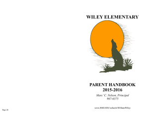 WILEY ELEMENTARY PARENT HANDBOOK 2015-2016