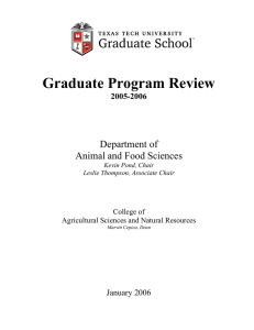 Graduate Program Review Department of Animal and Food Sciences