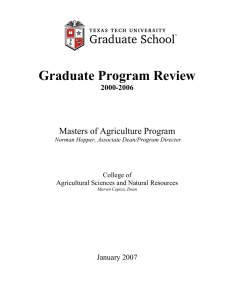 Graduate Program Review Masters of Agriculture Program 2000-2006