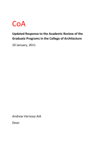 CoA Updated Response to the Academic Review of the 20 January, 2011