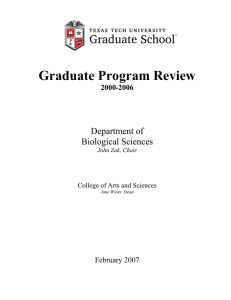 Graduate Program Review Department of Biological Sciences