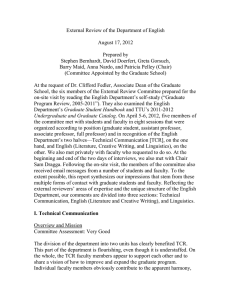 External Review of the Department of English  August 17, 2012 Prepared by