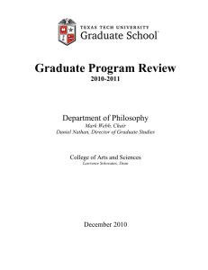 Graduate Program Review Department of Philosophy 2010-2011