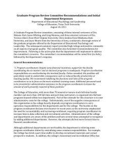 Graduate Program Review Committee Recommendations and Initial  Department Responses 