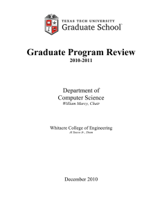 Graduate Program Review Department of Computer Science