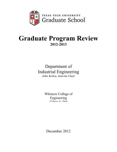 Graduate Program Review Department of Industrial Engineering