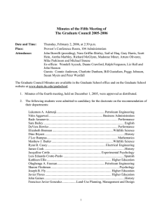 Minutes of the Fifth Meeting of The Graduate Council 2005-2006