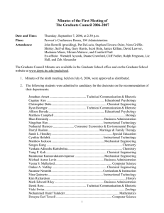 Minutes of the First Meeting of The Graduate Council 2006-2007