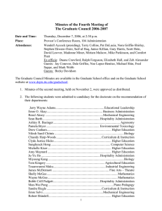 Minutes of the Fourth Meeting of The Graduate Council 2006-2007