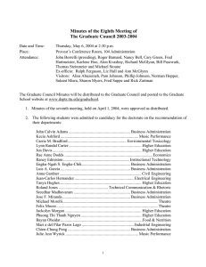 Minutes of the Eighth Meeting of The Graduate Council 2003-2004