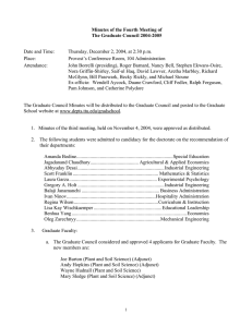 Minutes of the Fourth Meeting of The Graduate Council 2004-2005