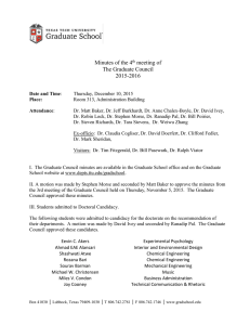 Minutes of the 4 meeting of The Graduate Council