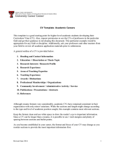 CV Template: Academic Careers