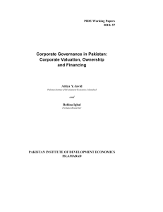 Corporate Governance in Pakistan: Corporate Valuation, Ownership and Financing