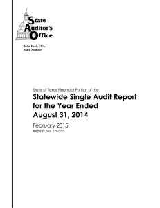 Statewide Single Audit Report for the Year Ended August 31, 2014 February 2015