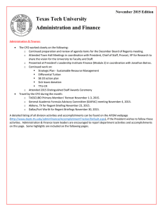 Texas Tech University Administration and Finance November 2015 Edition