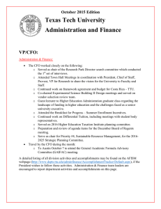 Texas Tech University Administration and Finance VP/CFO: