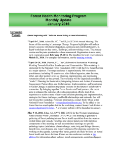 Forest Health Monitoring Program Monthly Update January 2016 U