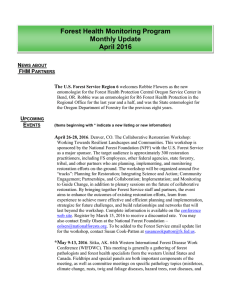 Forest Health Monitoring Program Monthly Update April 2016