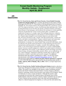 Forest Health Monitoring Program Monthly Update - Supplement April 26, 2016