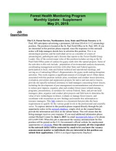 Forest Health Monitoring Program Monthly Update - Supplement May 21, 2015 Job