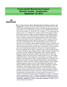 Forest Health Monitoring Program Monthly Update - Supplement September 18, 2015