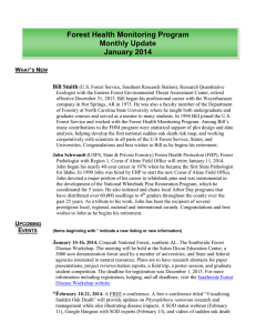 Forest Health Monitoring Program Monthly Update January 2014 W