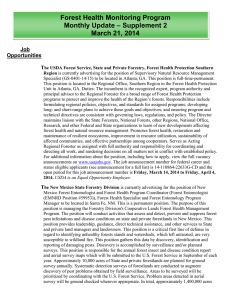 Forest Health Monitoring Program Monthly Update – Supplement 2 March 21, 2014 Job