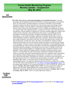 Forest Health Monitoring Program Monthly Update – Supplement May 20, 2014 Job