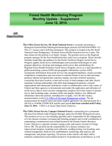 Forest Health Monitoring Program Monthly Update - Supplement June 12, 2014 Job