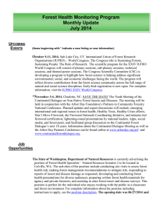 Forest Health Monitoring Program Monthly Update July 2014
