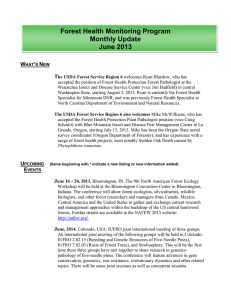 Forest Health Monitoring Program Monthly Update June 2013 W