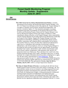 Forest Health Monitoring Program Monthly Update - Supplement June 21, 2013 J