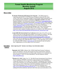 Forest Health Monitoring Program Monthly Update August 2012 W